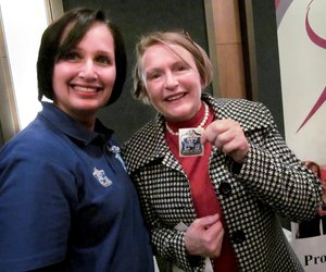 Helen Zille buys her Casual Day sticker